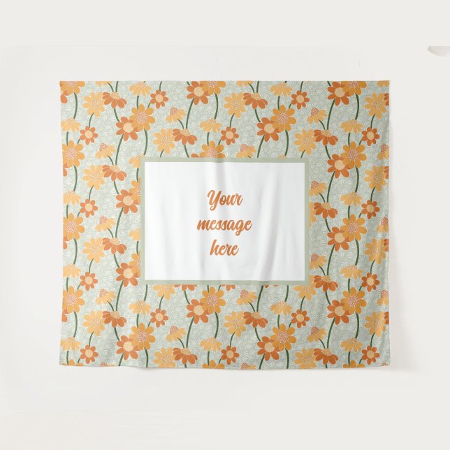 Pretty retro muted 1970s flowers tapestry (Front (Horizontal))