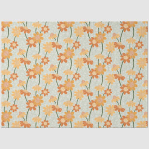 Pretty retro muted 1970s flowers tissue paper