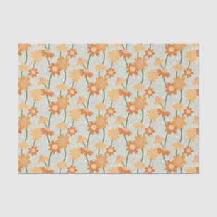 Pretty retro muted 1970s flowers tissue paper