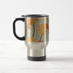Pretty retro muted 1970s flowers travel mug
