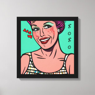 Pretty Retro Pop Art XOXO Canvas Print