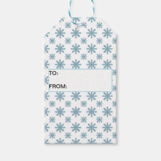 Pretty retro snowflake pattern blues watercolor gift tags