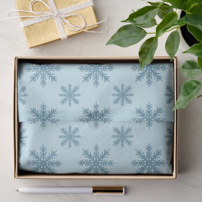 Pretty retro snowflake pattern blues watercolor tissue paper (Gift)