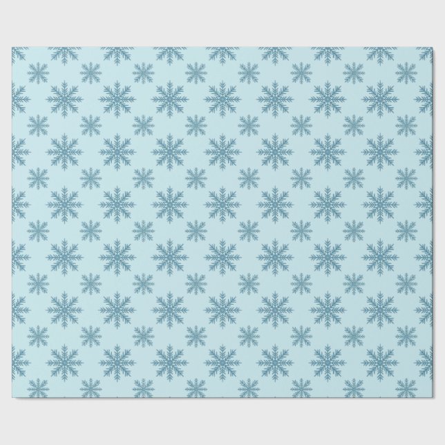 Pretty retro snowflake pattern blues watercolor wrapping paper (Seam)