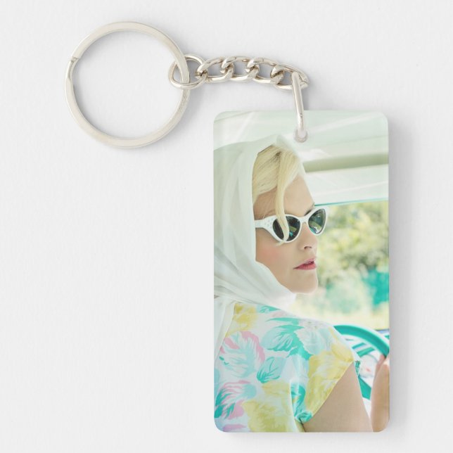Pretty Retro Summer Day Drive Keychain (Front)