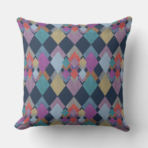 Pretty Reversible Shapes Multicolored Pink Blue Cushion