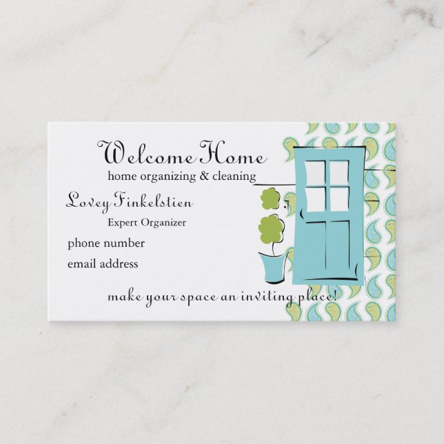 Pretty Robin's Egg Blue Door Appointment Card (Front)