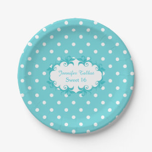 Pretty Robins Egg Blue Polka Dot Paper Plate