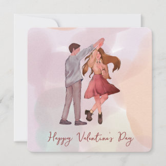 Pretty Romance Dancing Couple Valentine’s Day Card