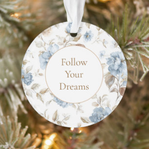 Pretty Romantic Blue Flowers   Ornament