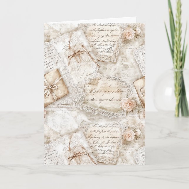 Pretty Romantic Blush Roses Love Letters  Card (Front)