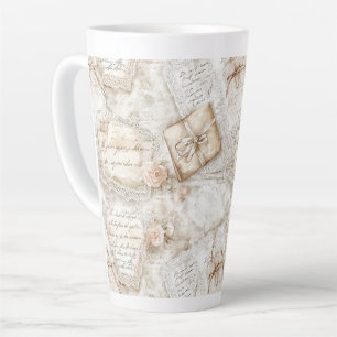 Pretty Romantic Blush Roses Love Letters Latte Mug