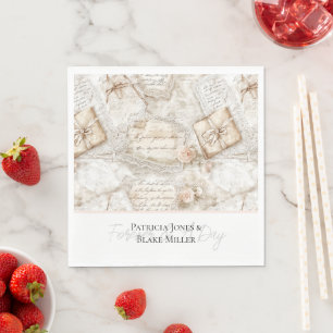 Pretty Romantic Blush Roses Love Letters Wedding Napkin