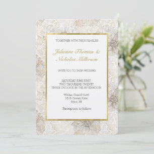 Pretty Romantic Cream Ivory Flowers Wedding Invitation