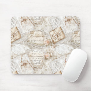 Pretty Romantic Cream Ivory Love Letters Mouse Mat