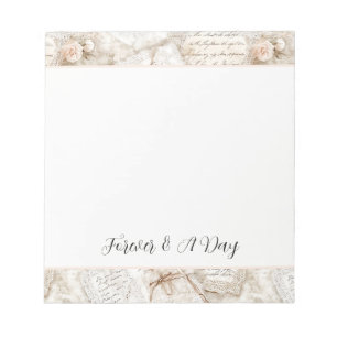 Pretty Romantic Cream Ivory Love Letters Notepad