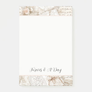 Pretty Romantic Cream Ivory Love Letters Post-it Notes