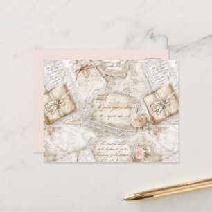 Pretty Romantic Ivory Blush Roses Love Letters Postcard