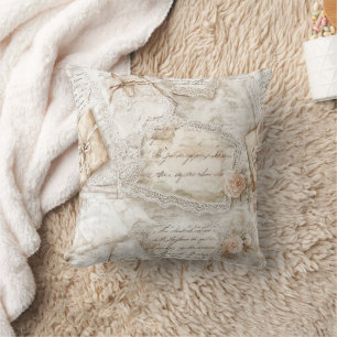 Pretty Romantic Love Letters Blush Roses Cushion