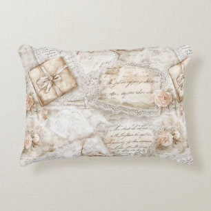 Pretty Romantic Love Letters Blush Roses Decorative Cushion