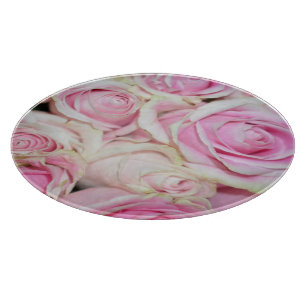 Pretty romantic pink cream roses cutting board