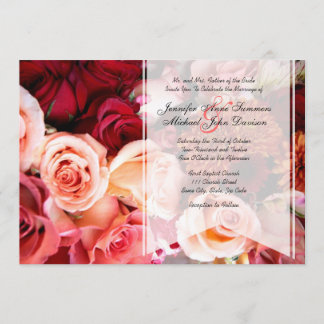 Pretty Romantic Pink Roses Wedding Invitation