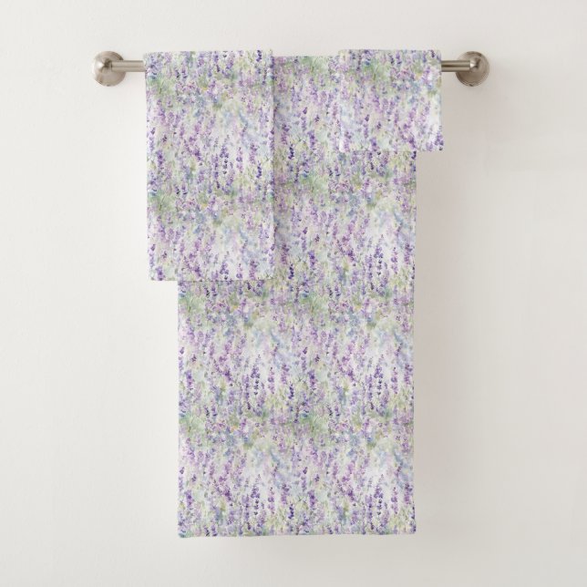 Pretty Romantic Purple Flowers   Bath Towel Set (Insitu)