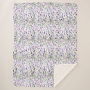 Pretty Romantic Purple Flowers   Sherpa Blanket