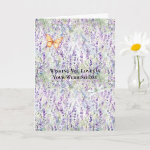 Pretty Romantic Purple Flowers Wedding Card
