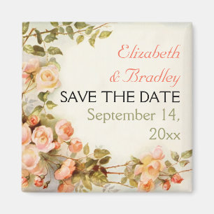 Pretty romantic roses wedding Save the Date Magnet