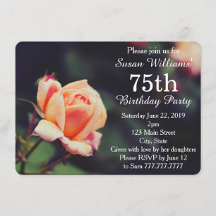 Pretty Rose 75th Birthday Party Invitation