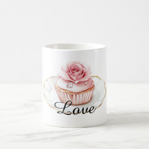 Pretty Rose Blush Pink Floral Muffin Coffee Mug