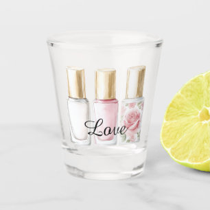 Pretty Rose Blush Pink Floral Nail Polish Shot Glass