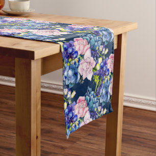 Pretty Rose Chintz Floral Print Short Table Runner