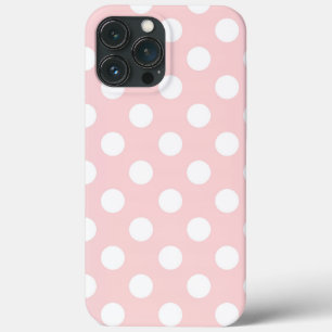 Pretty Rose Color with Big White Polka Dots iPhone 13 Pro Max Case