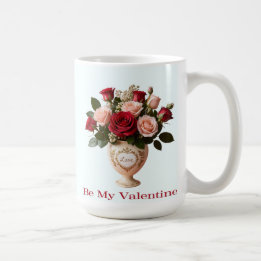 Pretty Rose Flowers Floral Blooms Blue Valentine's Coffee Mug