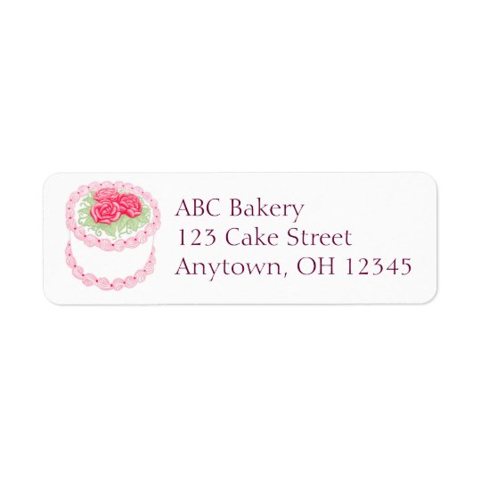 Pretty Rose Frosted Cake Label Return Address Label