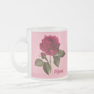 Pretty Rose Frosted Glass Mug For Mum - Editable