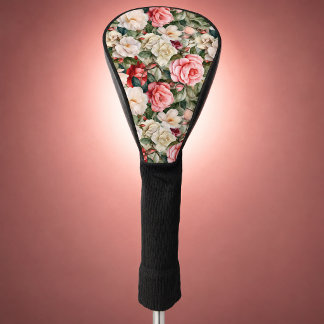 Pretty Rose Garden Patterned Personalised Golf Head Cover