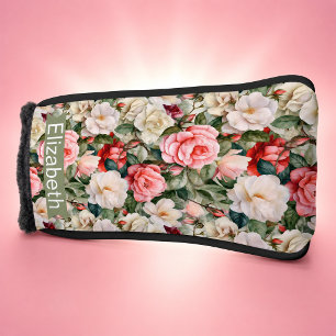 Pretty Rose Garden Patterned Personalised Golf Head Cover