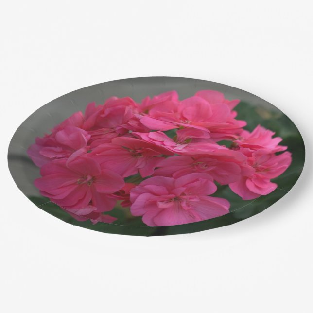 Pretty Rose Geranium Floral Paper Plate (Angled)