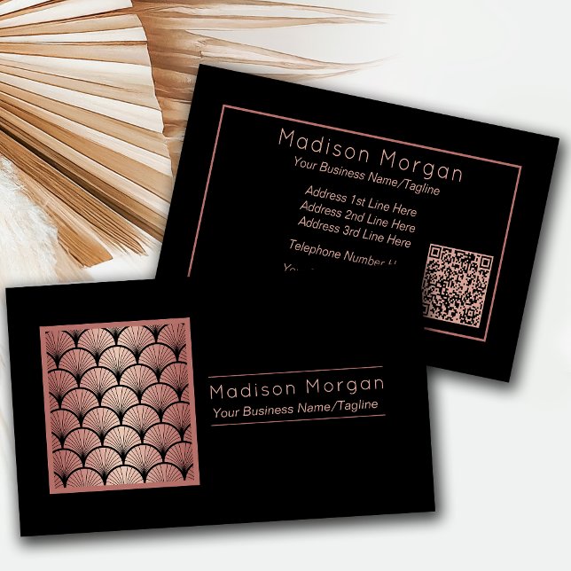 Pretty Rose Gold Clamshell QR Code Template Business Card (Creator Uploaded)