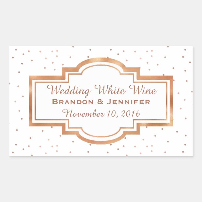 Pretty Rose Gold Custom Wedding Sticker (Front)
