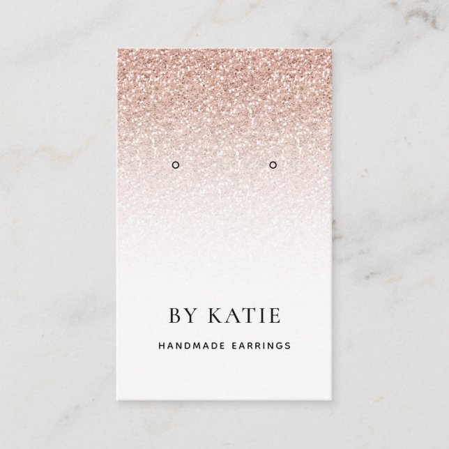 Pretty Rose Gold Faux Glitter Earring Display Card (Front)