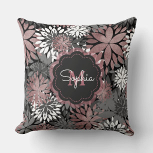 Pretty rose gold floral illustration pattern cushion