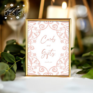 Pretty Rose Gold Floral Lace Wedding Cards & Gifts Poster