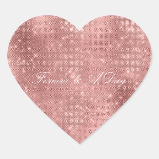 Pretty Rose Gold Glitzy Sparkle Heart Sticker (Front)
