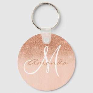 Pretty Rose Gold Ombre Monogram Personalised Key Ring