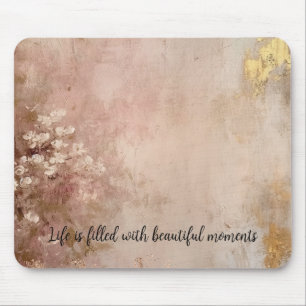 Pretty Rose Gold Paint Antique Floral Mouse Mat