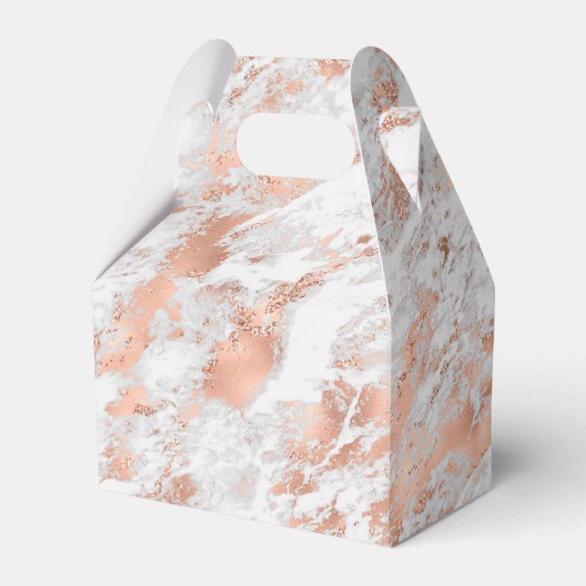 Pretty Rose Gold White Glitzy Marble      Favour Box (Front Side)